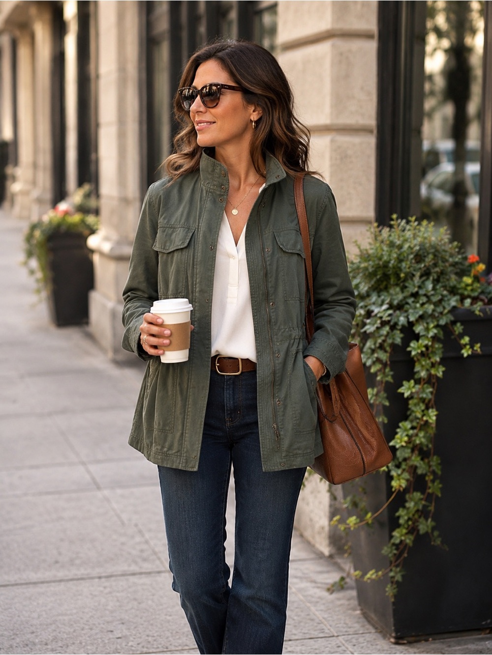 GAP Women's Olive Utility Drawstring Field Jacket XL